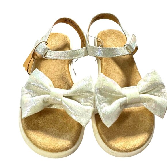 Cat & Jack Girls Iridescent Bow Sandals Size‎ 12 - Picture 1 of 7